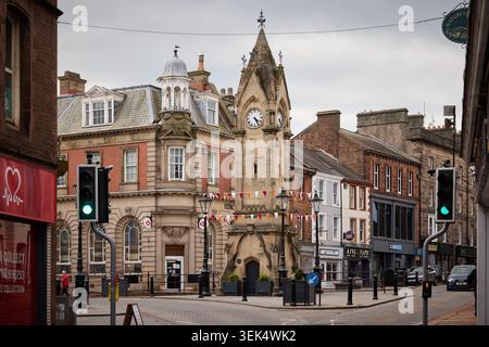 Penrith, Cumbria, Wahrzeichen Musgrave Monument, allgemein bekannt als Penrith Clock Tower, prominentes Gebäude des Grades II Stockfoto