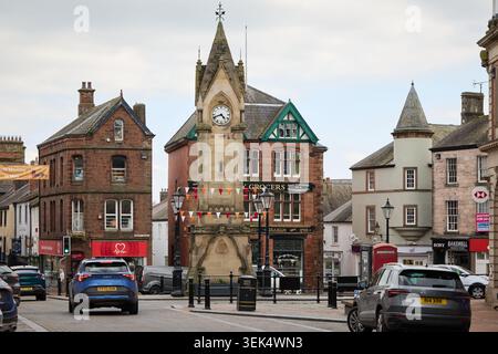 Penrith, Cumbria, Wahrzeichen Musgrave Monument, allgemein bekannt als Penrith Clock Tower, prominentes Gebäude des Grades II Stockfoto