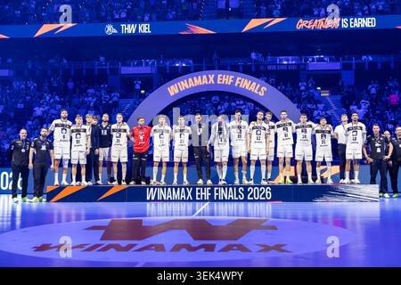 Hamburg, Deutschland. 31. Mai 2026. Die Spieler von THW Kiel Player sind beim Handballfinale der Winamax EHF Finals 2026 zwischen THW Kiel und MT Melsungen am 31. Mai 2026 in Hamburg zu sehen. Kredit: DeFodi GmbH & Co. KG/Alamy Live News Stockfoto