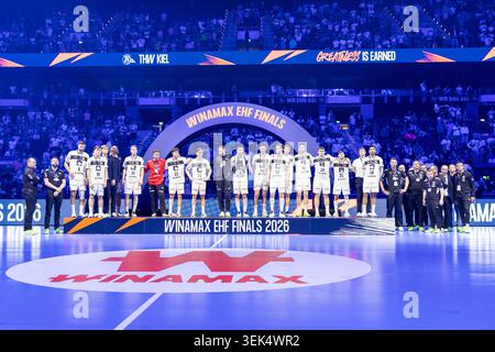 Hamburg, Deutschland. 31. Mai 2026. Die Spieler von THW Kiel Player sind beim Handballfinale der Winamax EHF Finals 2026 zwischen THW Kiel und MT Melsungen am 31. Mai 2026 in Hamburg zu sehen. Kredit: DeFodi GmbH & Co. KG/Alamy Live News Stockfoto