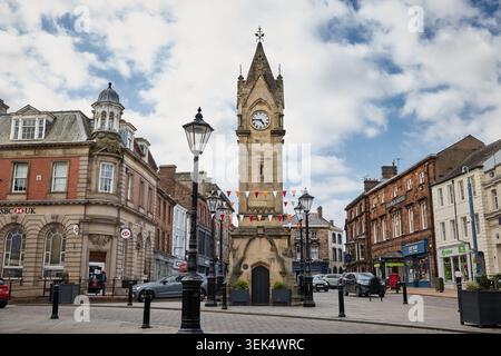 Penrith, Cumbria, Wahrzeichen Musgrave Monument, allgemein bekannt als Penrith Clock Tower, prominentes Gebäude des Grades II Stockfoto