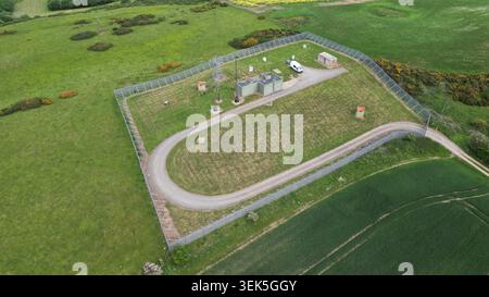 Royal Air Force Speeton East Radar Mast ehemalige Royal Air Force Radar Kalten Krieg Bunkerstation in Beacon Hill Speeton North Yorkshire Stockfoto