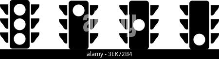 Ampelsymbole mit verschiedenen Signaldesigns für Straßensicherheit und Navigation. Vektorabbildung Stock Vektor