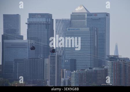 London, Großbritannien. Mai 2026. Tagesblick auf die Bürotürme und die Bankzentrale in Canary Wharf. Quelle: Vuk Valcic/Alamy Stockfoto