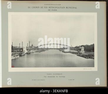 1902 ist das Austerlitzer Viadukt Teil des städtischen Stadtbahnbaus in Paris. Das Pressefoto zeigt einen allgemeinen Überblick über die Ingenieurkonstruktion für das U-Bahn- und Eisenbahnprojekt. Stockfoto