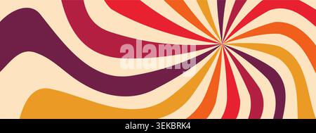 Sonnenschein im Vintage-Stil. Grooviger Retro-Swirl für 70er Jahre Starburst Hintergrund. Sommer-Vektor-Illustration Stock Vektor
