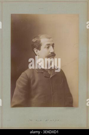 Baudu von La Gaîté posiert 1885 für ein Studio-Porträt im Atelier Nadar in Paris, wobei das Foto im Referenzalbum des Studios aufgenommen wurde. Stockfoto