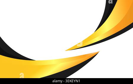 Abstrakte grafische Designelemente mit geschwungenen goldenen und schwarzen Bändern, die miteinander fließen. Geeignet für Print-, Web-, Branding- oder Werbeprojekte. Stock Vektor