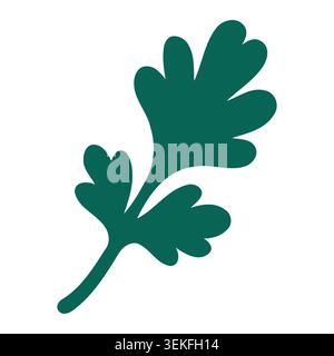 Ein einzelnes grünes Blatt im flachen Vektorstil, ideal für naturinspirierte Designs, botanische Illustrationen, umweltfreundliche Branding und minimalistische Projekte, Stock Vektor