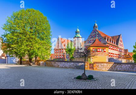 Alte Steinmauern der Burg Hersbruck, ein bedeutendes Kulturdenkmal in Bayern Stockfoto