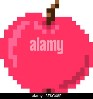 Rotes Apfel-Pixel-Art-Symbol im Retro-8-Bit-Stil. Illustration aus frischen Früchten, isoliert für Spiele, Anwendungen und digitales Design Stock Vektor