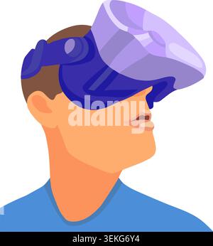 Vektor-isolierte Illustration eines Mannes, der eine Virtual-Reality-Brille trägt. Stock Vektor