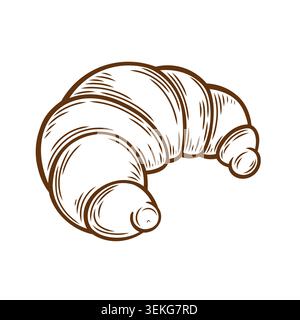 Croissant-Zeichnung im Linienstil Stock Vektor
