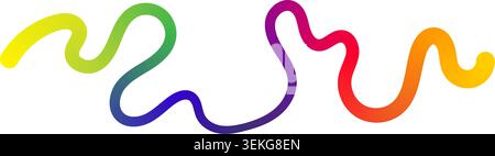 Wellige Squiggle Regenbogenverlaufsfarblinie erzeugen dynamische abstrakte Kurvenvektorillustration. Stock Vektor