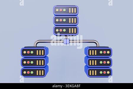 Skalierbare Infrastruktur und verteilte Systeme, strukturierter Cluster von Servern, High-Performance-Computing Stockfoto