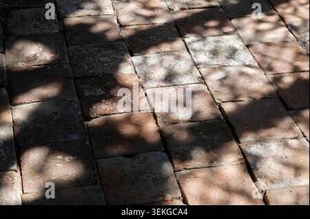Schatten des Fensters auf dem Pantile-Boden in der Kirche, norfolk, england Stockfoto