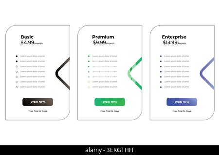 Produktpreise Service Card Design Vergleich Vektor Stock Vektor