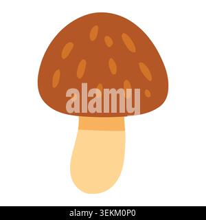 Eine einfache, flache Vektor-Illustration eines braunen Pilzes mit beigefarbenem Stiel und brauner Kappe mit helleren braunen Flecken, ideal für Natur- und Lebensmitteldesign Stock Vektor