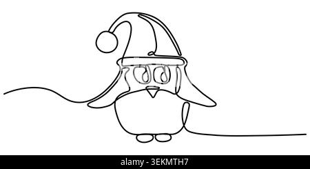 Minimalistische durchgehende Linienzeichnung einer niedlichen Pinguinillustration Stock Vektor