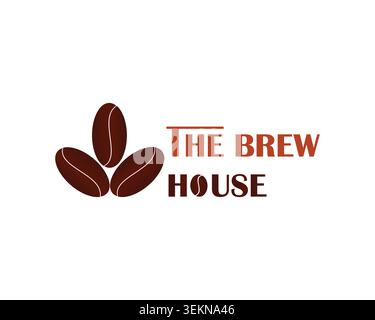 Das Brew House Coffee Logo Design mit Coffee Beans Vector Branding Vorlage Stock Vektor