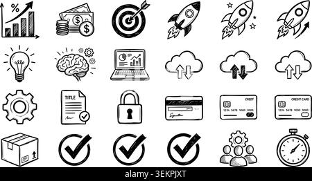 Business-Doodle-Elemente. Vektorabbildung. Vektorabbildung Stock Vektor