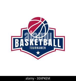 Modernes Basketballabzeichen mit Sternsymbol Stock Vektor