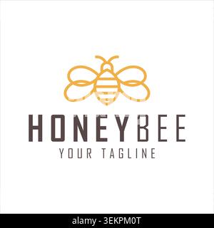 Honigbienenlinie Vektor-Logo-Design. Organisch, Natürlich, Produktiv. Stock Vektor