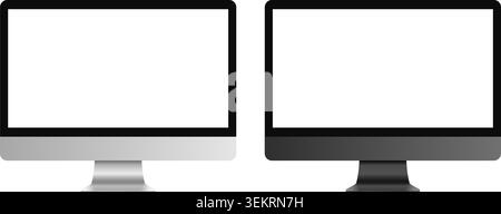 Computermonitor-Modell in Schwarz und Silberweiß. Desktop-pc-Geräte: Leere Vektorgrafik Stock Vektor