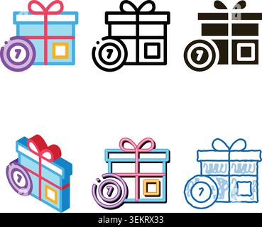 Entwirft Geschenkbox mit Chips Icon Vektor-Umriss Stock Vektor
