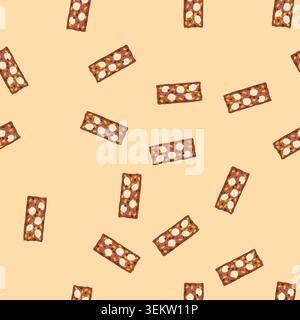 Nahtlose Muster Nüsse Granola Bar Cartoon Vektor Stock Vektor