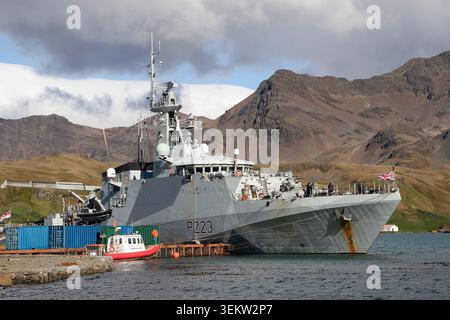 HMS Medway Eröffnungsbesuch in King Edward Point, Südgeorgien (2026) Stockfoto