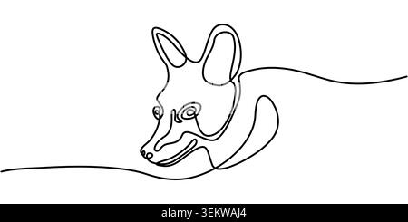 Minimalistische Linienzeichnung eines Fuchs Stock Vektor