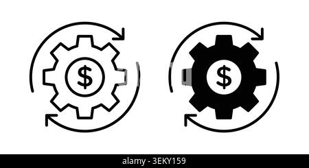 Symbol „Kostenoptimierung“, „durchgehend“, „Linie“ und „editierbarer Vektorsatz“. Stock Vektor