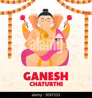 Verlaufsgrafik für ganesh Chaturthi gefeiert Stock Vektor