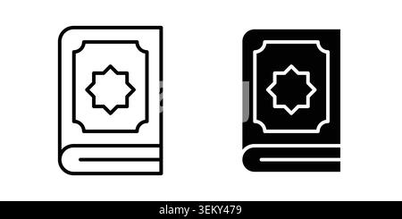 Durchgehendes Symbol des Quran-Buchs, Linie und editierbarer Vektorsatz. Stock Vektor