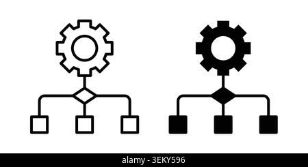 Durchgehendes Symbol für Workflow-Prozess, Linie und editierbarer Vektorsatz. Stock Vektor
