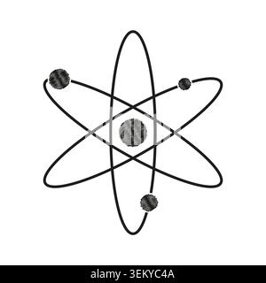 Scribble-Skizze eines Atomsymbols, das den Vektor der Wissenschaft und Physik darstellt. Perfekt für Branding und Design im Bildungsbereich. EPS 10. Stock Vektor