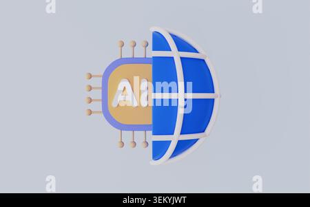 World AI Network und World Technology icon, Technology and Computing Concepts Stockfoto