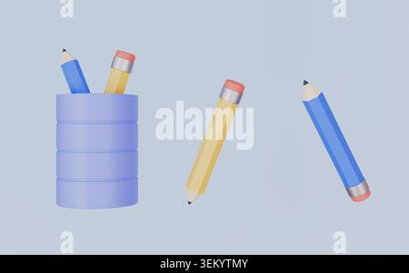 Bleistiftsymbol für Bildung und Studium, Schule, Universität oder Hochschule, Office liefert Designelement Stockfoto