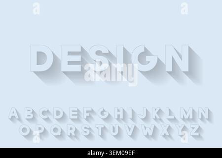 Auffällige, stilvolle Schriftart. Blaues zartes Design trendiges Vektor-englisches Alphabet. Einfache, minimalistische lateinische Buchstaben Stock Vektor