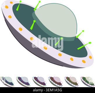Untertasse UFO Schiff Vektor Cartoon Grafik Stock Vektor