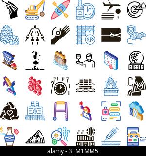Verschiedene Symbole, die Leben und Konzepte repräsentieren Stock Vektor