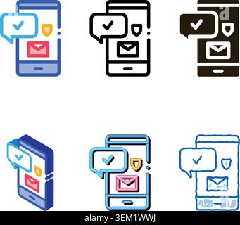 Vektor des Symbols für den mobilen Datenschutz Gliederung von Formularen Stock Vektor