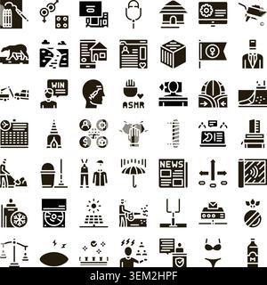 Verschiedene Symbole, die verschiedene Konzepte veranschaulichen Stock Vektor