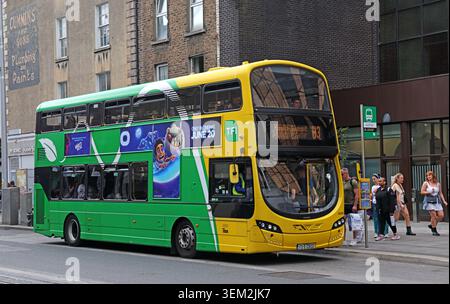 TFI Dublin Bus Route H3 auf der Abbey Street Lower, verbindet das Stadtzentrum mit Bayside und Howth über integrierte öffentliche Verkehrsmittel Stockfoto