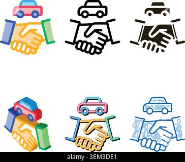 Vektorumriss des Symbols für das Kaufangebot des Fahrzeuges Stock Vektor