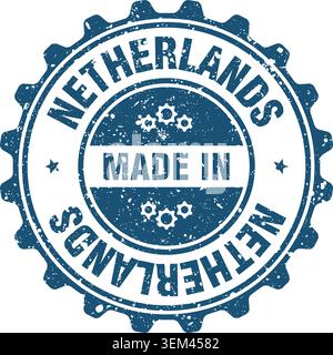 Stempel Made in Netherlands. Hergestellt in den Niederlanden, blauer Grunge, runder Stempel Stock Vektor