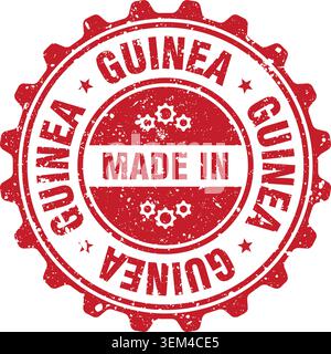 Marke Made in Guinea. Hergestellt in Guinea-roter Grunge-Rundmarke Stock Vektor
