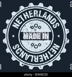 Stempel Made in Netherlands. Hergestellt in den Niederlanden, weißer runder Stempel Stock Vektor