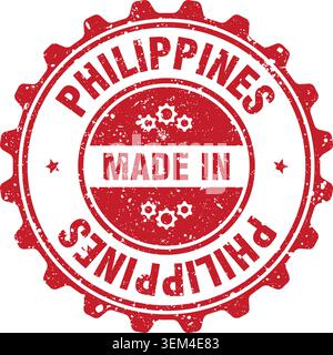 Hergestellt in Philippinen Stempel. Hergestellt in philippinischer roter Grunge-Rundmarke Stock Vektor